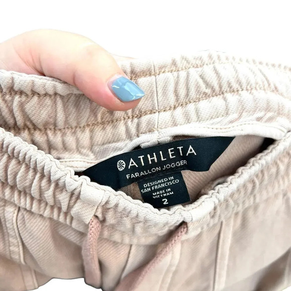 Athleta Farallon Jogger Pants in Mocha Latte Pink Beige Sweatpants Size 2 - Picture 9 of 11